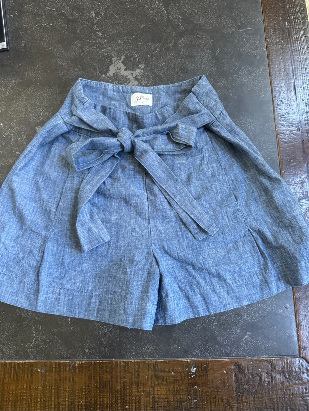 J. Crew Light Blue Chambray Tie-Waist Women’s Shorts